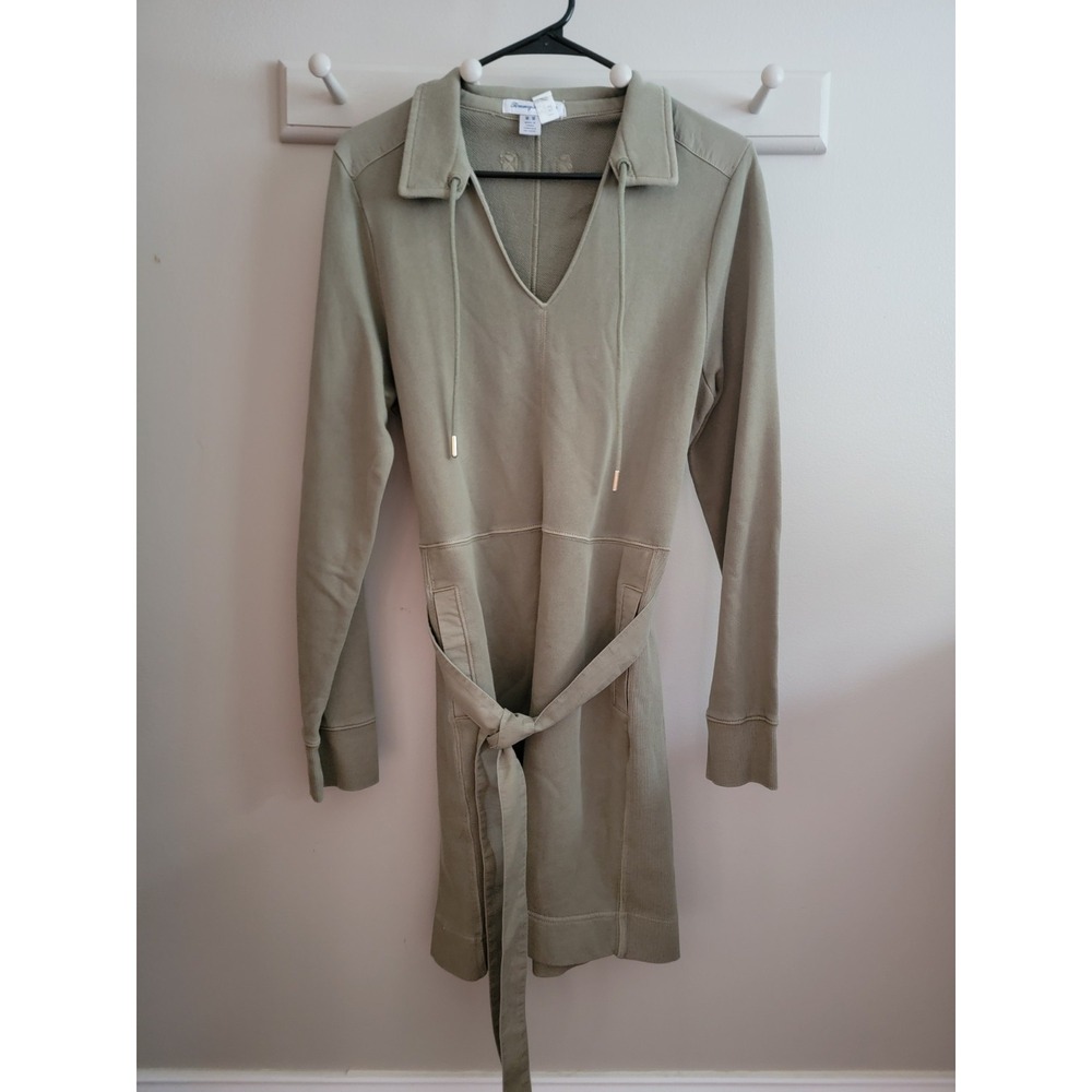 Tommy Bahama Women's Sweatshirt Dress V Neck L/S Above Knee Pockets M Olive Belt